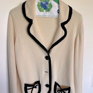 Merino blazer style cardigan with bow details